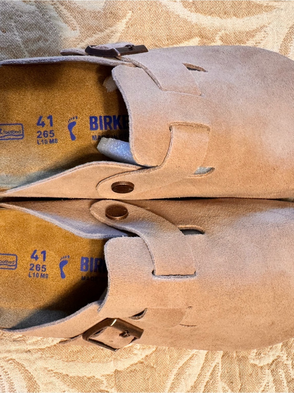 Birkenstock Boston Taupe Suede Soft Footbed Clogs EU 41 US 10 New in Box - Picture 2 of 7